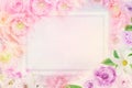 Soft romance roses flower frame with copy space for greeting card