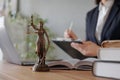 soft selective focus, female lawyer conducts an online consultation from a laptop via video link for a client. work in a