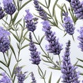 Soft and serene lavender flower blooms top view seamless pattern for relaxing designs