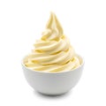Soft serve ice cream in bowl, isolated on white background Royalty Free Stock Photo