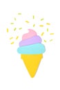 Soft serve ice cream paper cut on white background Royalty Free Stock Photo