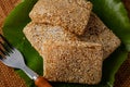 Soft sesame snacks. Roasted sesame seeds bar in sweet honey or caramel