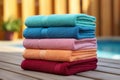 Soft Set colorful towels. Generate Ai Royalty Free Stock Photo