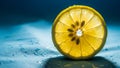 A soft shadow beneath the lemon enhancing its three dimensional Royalty Free Stock Photo