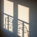 Soft shadows cast on a light colored wall depict the outlines of window Royalty Free Stock Photo