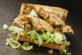Soft shell crab seafood po boy sandwich Royalty Free Stock Photo