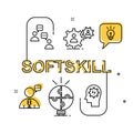 Soft Skill flat outline illustration free for commercial use