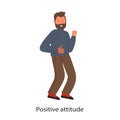 Soft skills concept with dancing businessman and text Positive attitude Royalty Free Stock Photo