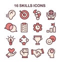 Soft skills icons set. Professional competences growth. Simple linear images Royalty Free Stock Photo