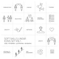 Soft skills linear icons and pictograms set