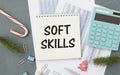 Soft skills text concept write on notebook Royalty Free Stock Photo