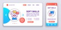 Soft skills web banner and mobile app kit. Human abilities. Outline vector illustration