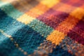 Soft, slightly fuzzy acrylic plaid blurred, irregular weave, fabric, plaid pattern, acrylic