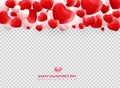 Soft and smooth red and white valentines day hearts on transparent Background with copy space for greetings card.