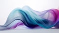 Soft smooth silky transparent frabric in blue pink and purple color, swirl wavy satin isolated on white, modern backdrop,