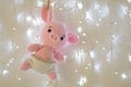 Soft stuffed toy with string lights