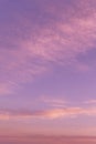 Soft sunrise, sunset pink violet blue sky with cirrus clouds background texture Royalty Free Stock Photo