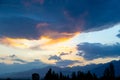 Soft sunset sky. pink and gold clouds. High mountains. Natural background Royalty Free Stock Photo