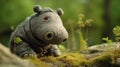Soft Surrealism: Stuffed Hippopotamus On Rocky Terrain Royalty Free Stock Photo