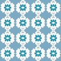 Soft and symmetrical blue and white damask floral pattern with peppermint motifs and repeat designs, perfect