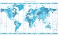 Soft tints of blue worldwide map of local time zones Royalty Free Stock Photo