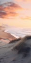 Soft Tonal Sunset On A Deserted Beach With Tall Grass