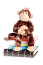 Soft Toy Baby Monkey on pile of books Royalty Free Stock Photo