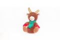 Soft toy brown deer in green scarf Royalty Free Stock Photo