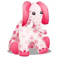 Soft toy in the form of an elephant with a print in the form of flowers isolated on white background. Vector cartoon