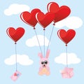 Soft toy rabbit Valentine Valentine`s Day. heart. red love angel wings love heart big. gift. letter. Cupid.