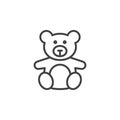 Soft toy, Teddy bear line icon, outline vector sign, linear pict