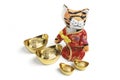 Soft Toy Tiger with Gold Ingots Royalty Free Stock Photo