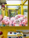 Soft toys, animals in claw vending machine, Hong Kong Royalty Free Stock Photo