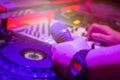 Blur turntablism turntables plate mixer night party pub Motion blur withlight sunset abstract background