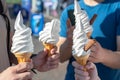 Soft vanilla ice cream with chocolate stick