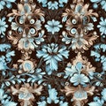 soft vibrant floreal blue inspired flower pattern , generated by AI Royalty Free Stock Photo