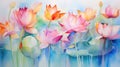 Soft and Vibrant Lotus Petals in Abstract Watercolor AI Generated