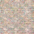 Soft vintage antique distressed shabby floral pattern background on wood Royalty Free Stock Photo