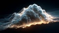 Soft volumetric cloud of data flowing across a dark background with glowing edges Royalty Free Stock Photo