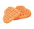 Soft waffles in the shape of a heart. Vector illustration on white background.