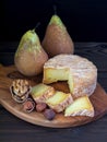 Soft washed-rind cheese and pears