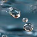 Soft water droplets gather on a blue background, providing a soothing texture and ample copy space for creative designs SEAMLESS Royalty Free Stock Photo