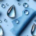 Soft water droplets gather on a blue background, providing a soothing texture and ample copy space for creative designs SEAMLESS Royalty Free Stock Photo