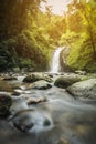 soft water of the stream in the natural park, Beautiful waterfall in rain forest Royalty Free Stock Photo