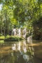 soft water of the stream in the natural park, Beautiful waterfall in rain forest Royalty Free Stock Photo