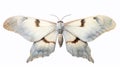 Soft Watercolor Moth Wings Dusted Attracted to Light on White Background AI Generated