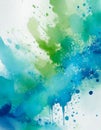 Paint pour drip splatter green and blue background mobile backdrop texture