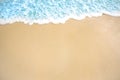 soft wave of blue ocean on sandy beach. background. selective focus. beach and tropical sea white foam on beach. Royalty Free Stock Photo