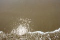 Soft wave of blue ocean on sandy beach.