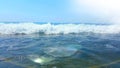 Soft wave of blue ocean on sandy beach background, ocean waves, storm, beautiful background. Royalty Free Stock Photo